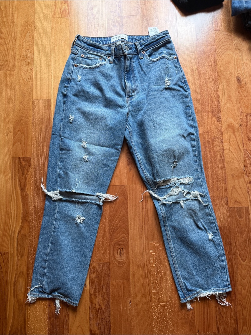 Abercrombie & Fitch Distressed Boyfriend Jeans - Light Blue